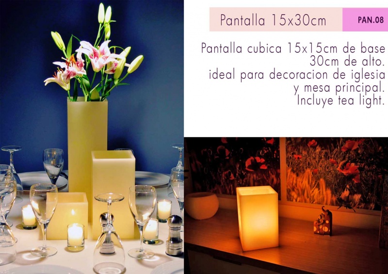 Pantalla de cera con tea light para centros de mesa y decoracion de boda y eventos sociales