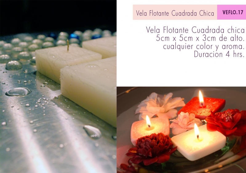 vela flotante para centro de mesa en forma cuadrada